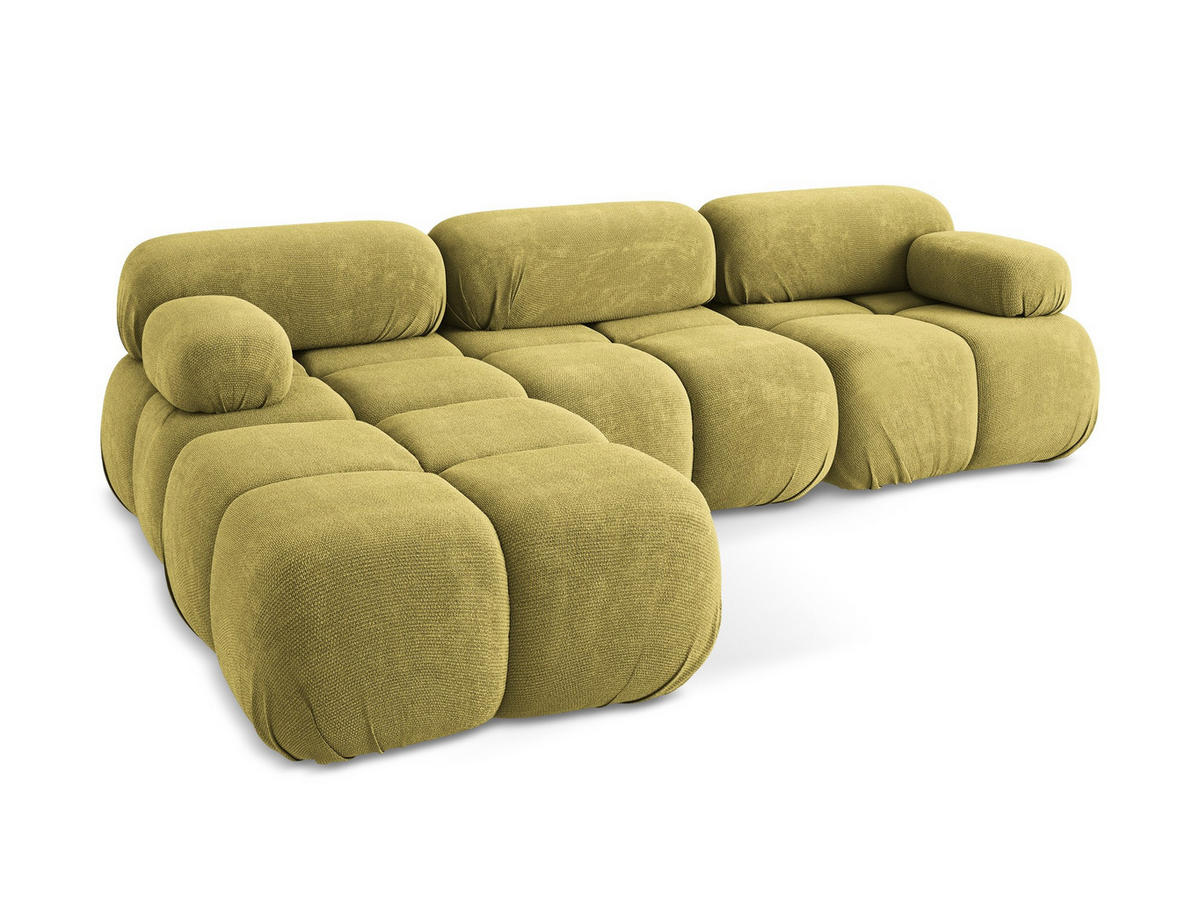 ECKSOFA Beidseitig Chenille Stoff Grün - Limette/Schwarz, Kunststoff/Textil (285/191cm) - Makamii