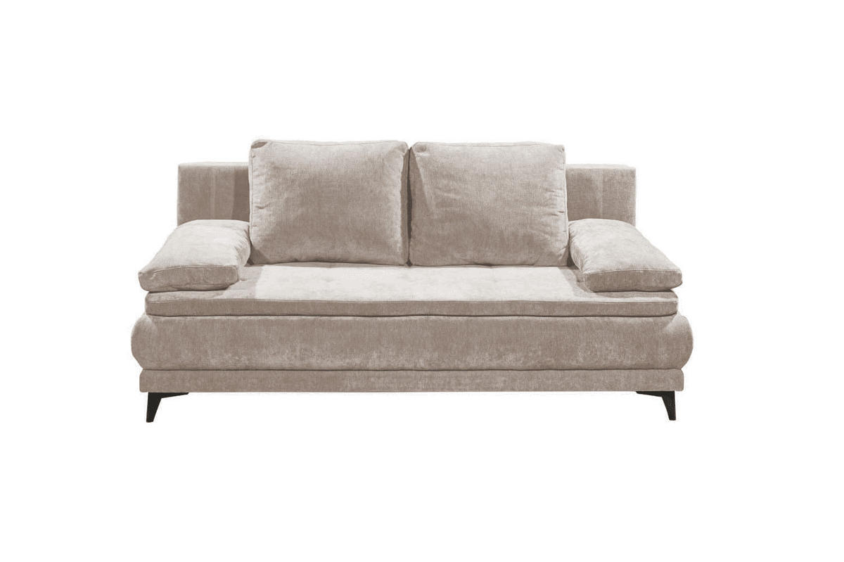 SCHLAFSOFA mit Bettkasten und Schlaffunktion - Beige/Schwarz, Holz/Kunststoff (210/96/106cm) - ed exciting design