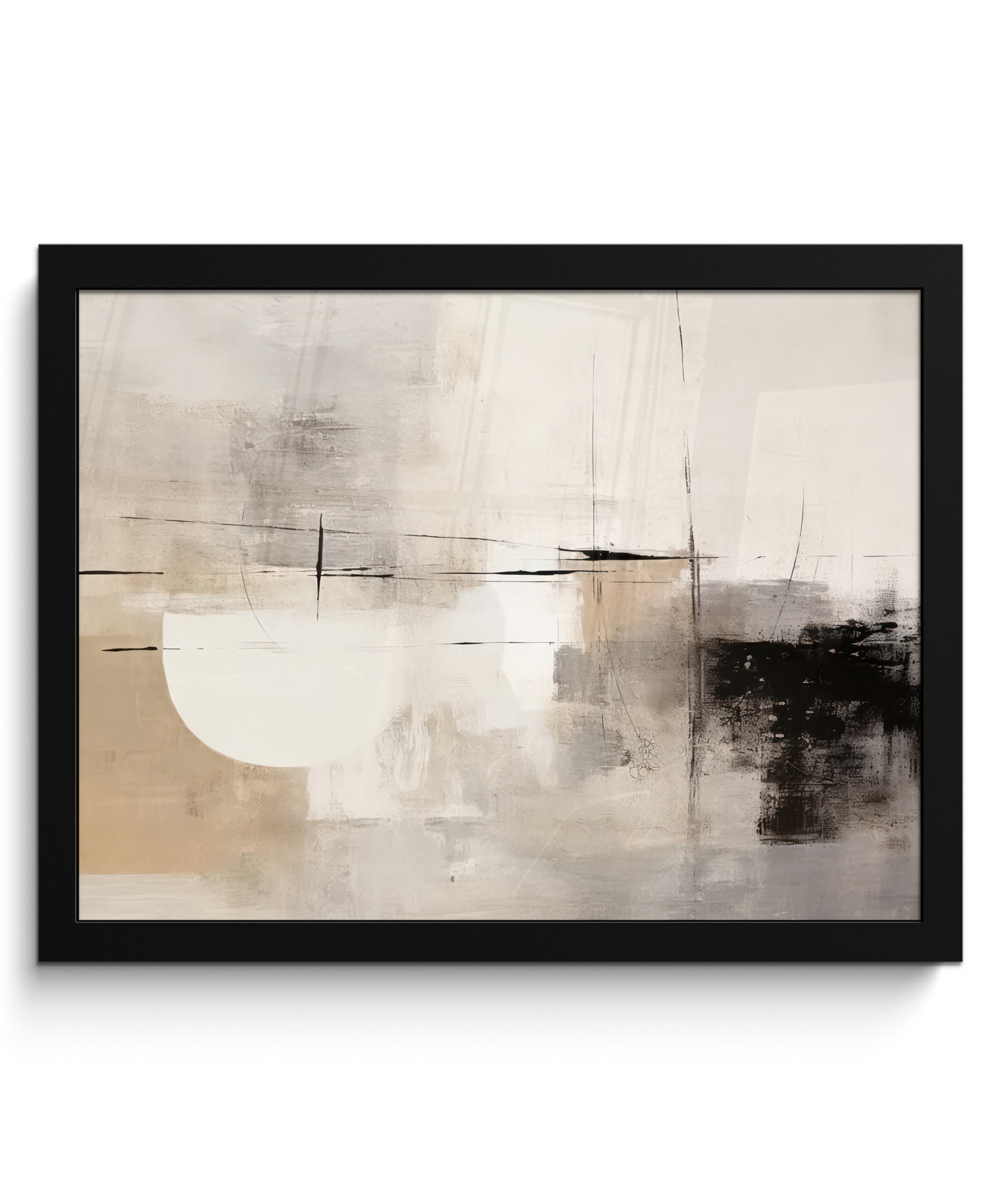 POSTER MIT RAHMEN Abstrakt - Kunst - Grau 40x30 cm - Hellgrau, Papier (40/30cm) - MuchoWow