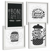 BILDER SET 4er Set - 50x50 cm & 40x60 cm Weißer Rahmen - Grafiken, Lebensmittel, kulinarische Slogans - Weiß, Kunststoff (50/50cm) - TULUP