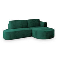 ECKSOFA CORTIO M R-S Grün Velours-Stoff mit Schlaffunktion - Grün, Holz (265/174cm) - MASSENO