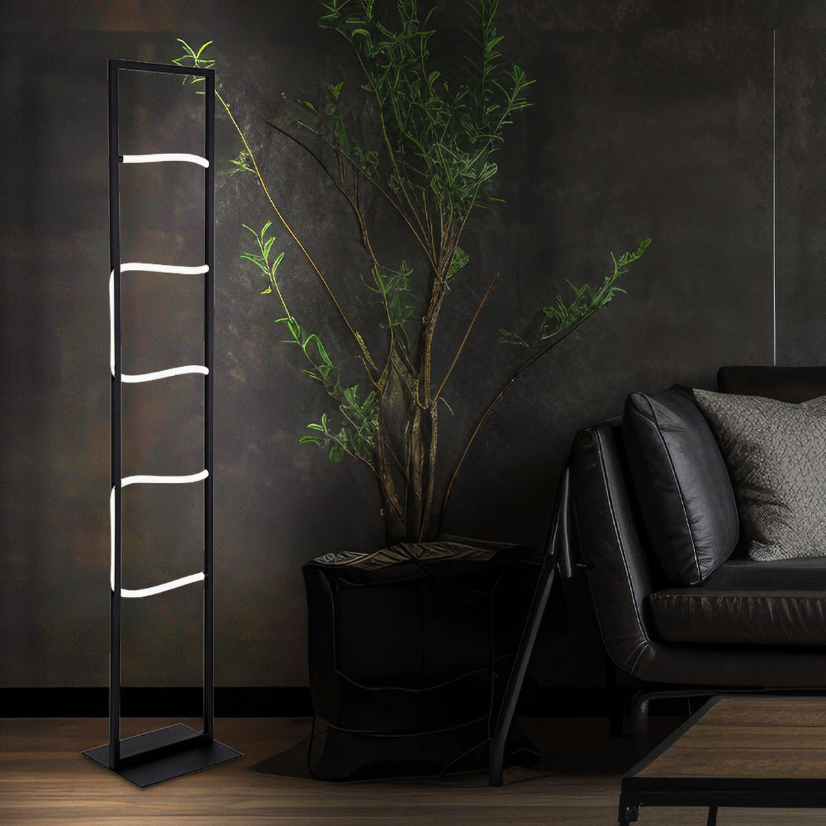 LED STEHLEUCHTE KAIA Schwarz Metall Aluminium - Schwarz, Metall (25/20/135.4cm) - Globo Lighting