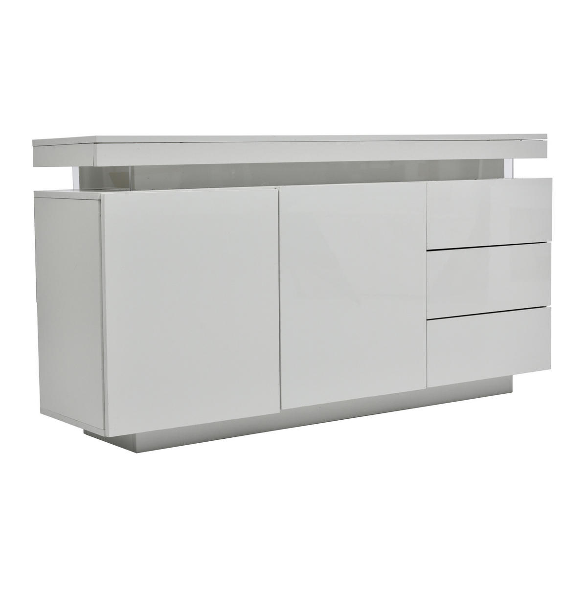 SIDEBOARD 140/35/72.5 cm Weiß aus Spanplatte mit LED-Licht - Weiß, Holzwerkstoff (38/72/140cm) - OKMYHOME