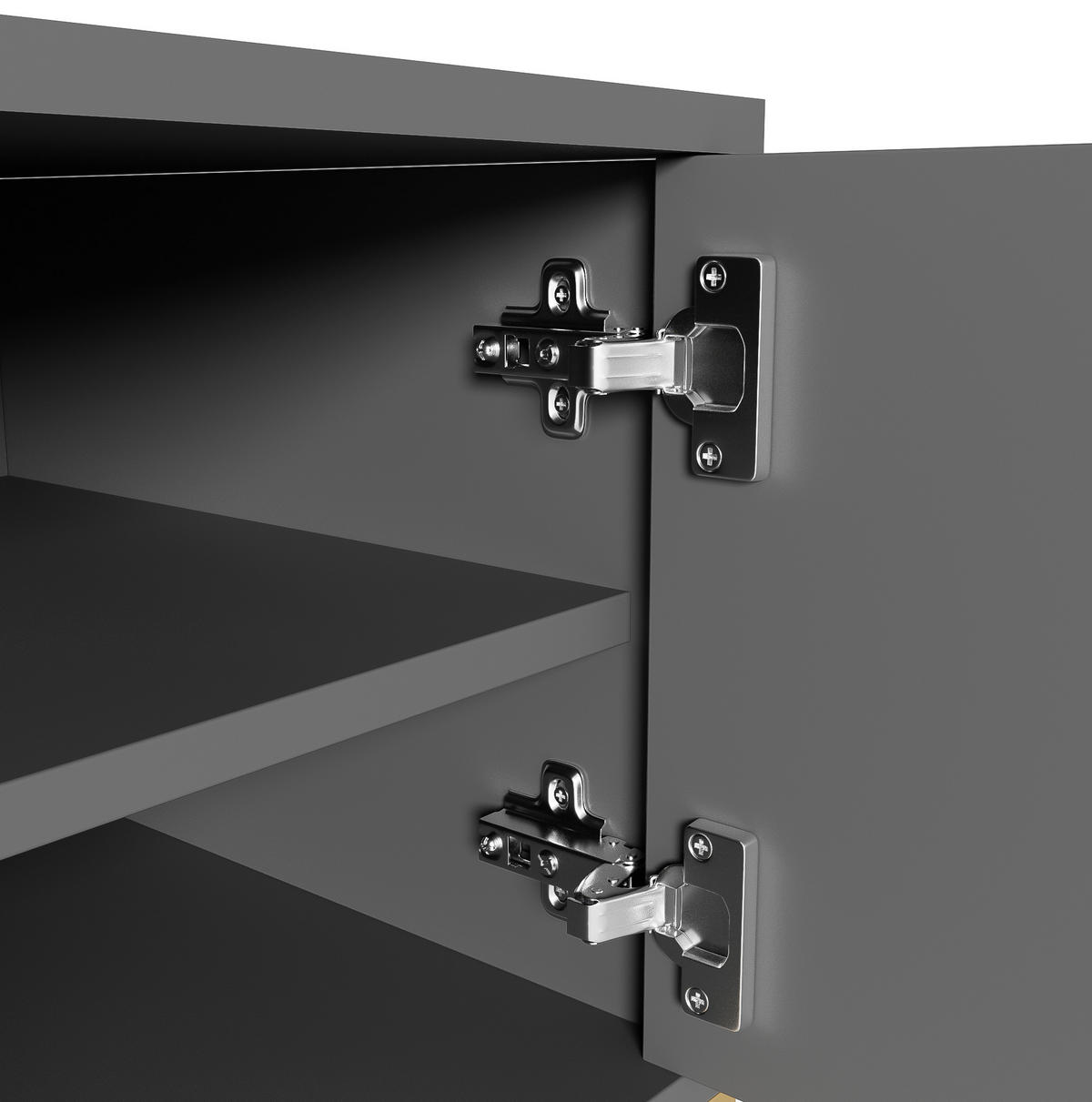LOWBOARD in Grau und Gold TV-Schrank mit strukturierter Tür für Wohnzimmer, B170/T40/H45.5 cm - Goldfarben/Grau, Holzwerkstoff/Metall (170/45.5/40cm) - STILVORA