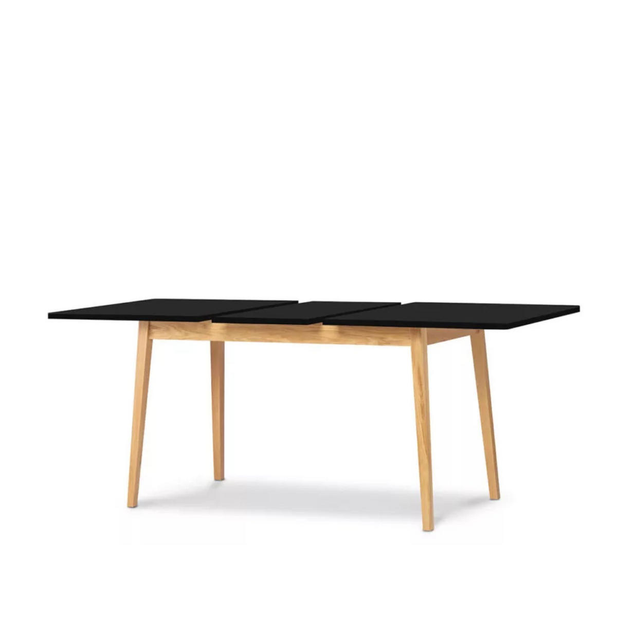 AUSZIEHBARER-ESSTISCH FRISK Skandinavischer Stil, schwarz - Eichefarben/Schwarz, Eichenholz/Holzwerkstoff (80/140/75cm) - KONSIMO®