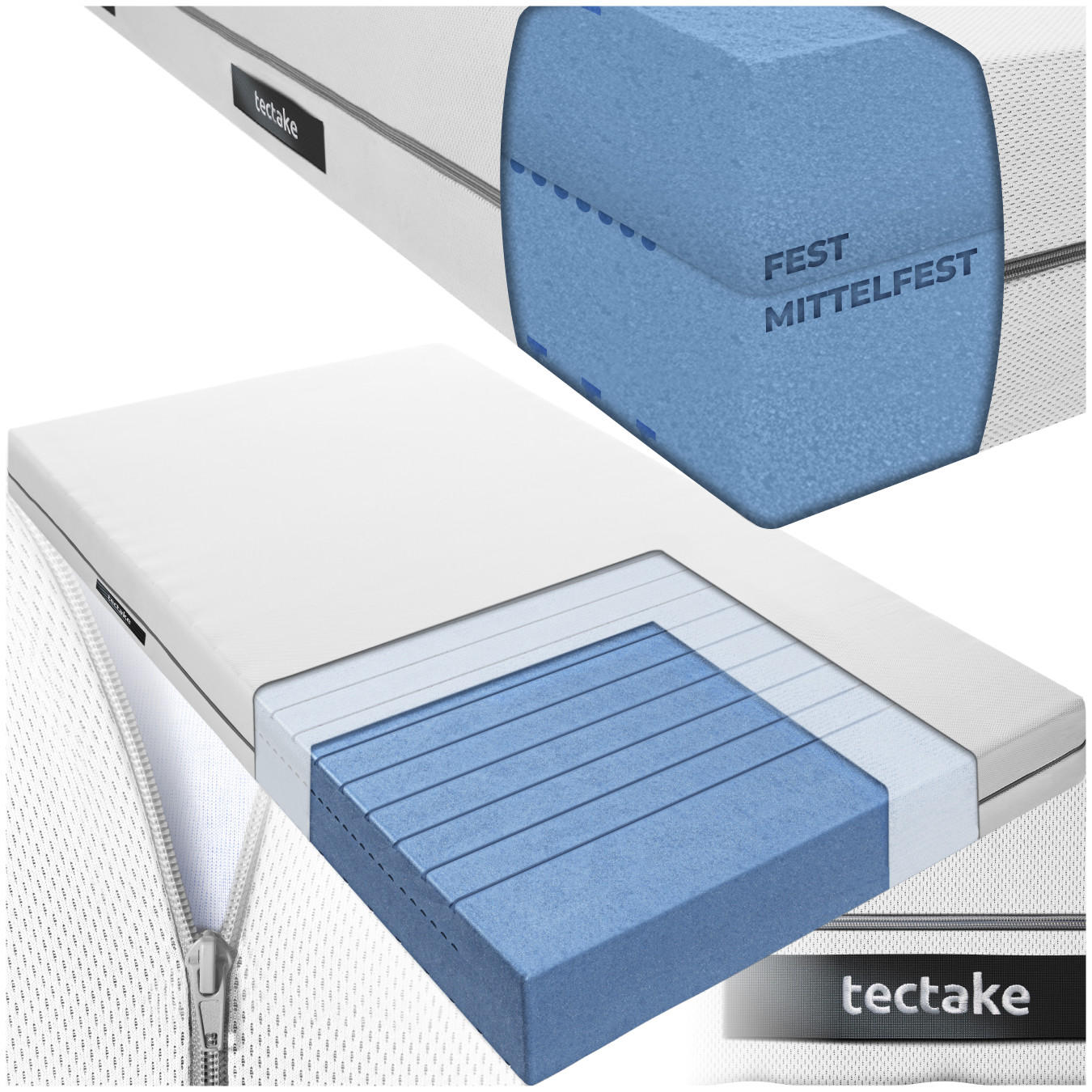 MATRATZE Sky,waschbarer Bezug aus atmungsaktivem 3D-Meshgewebe,weiß - Weiß, Textil - tectake