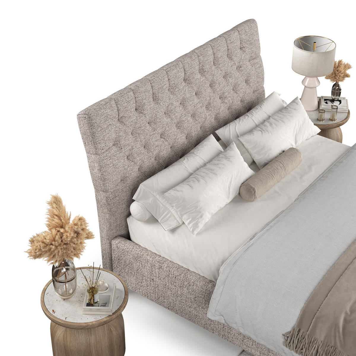 POLSTERBETT Lira 160/200 cm Beige im Neve Stoff - Beige/Naturfarben, Holz/Holzwerkstoff (160/200cm) - AltaBeds