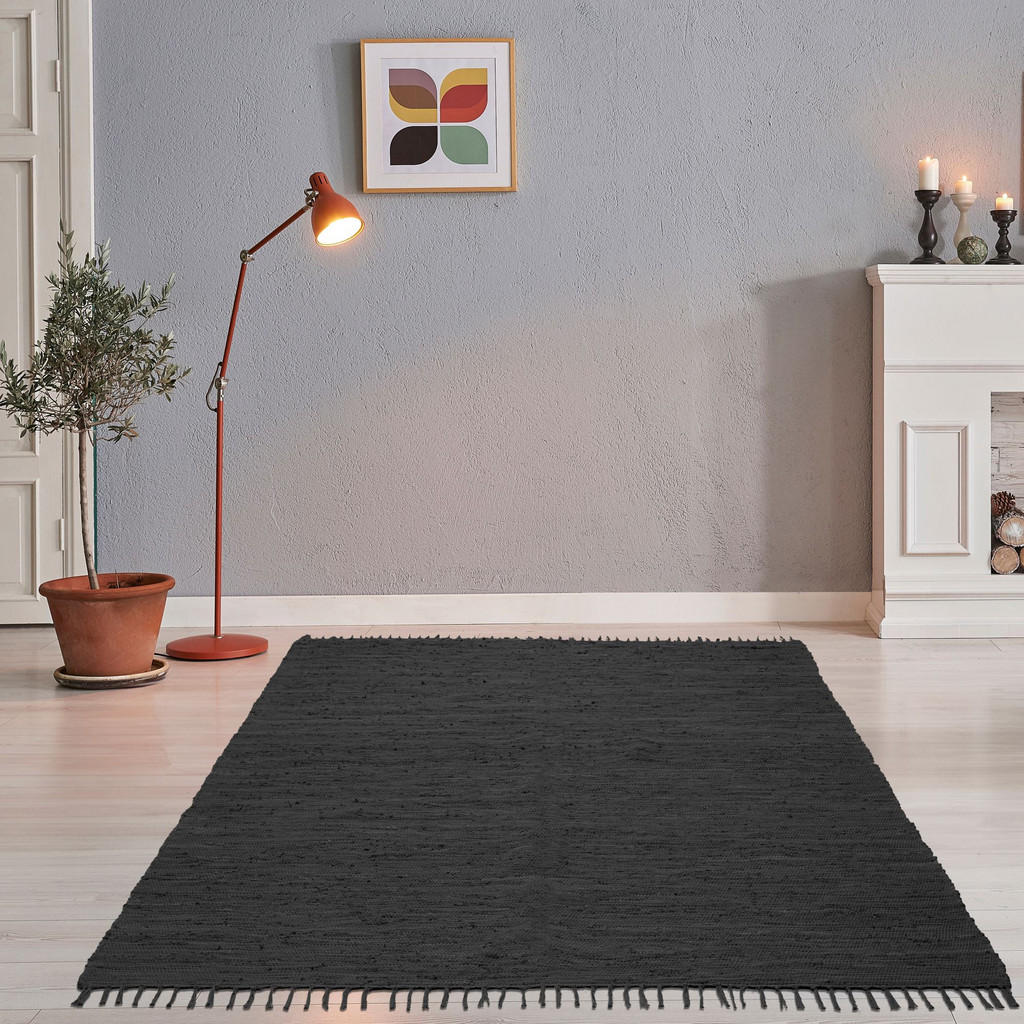 Thumbnail - Rug and Roll Fleckerlteppich, Anthrazit, Textil, Uni, Freiform, 70x250 cm, für Fußbodenheizung geeignet, Teppiche & Böde...