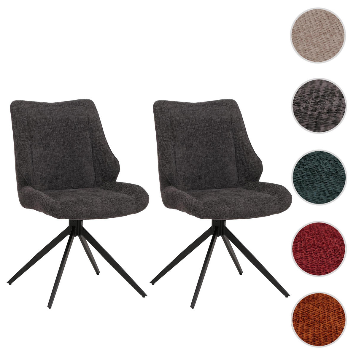 ESSZIMMERSTUHL Schwarz, Grau 2er-Set - Schwarz/Grau, Textil (55/88/62cm) - MCW