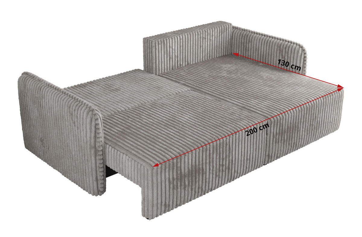 ECKSCHLAFSOFA MESTO L Hellgrau Cord - rechts - Hellgrau/Schwarz, Kunststoff/Textil (147/227cm) - MKS