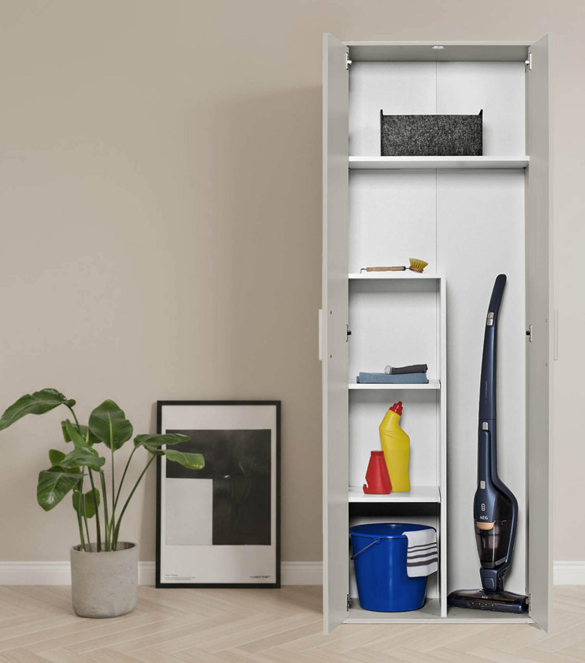MEHRZWECKSCHRANK SET Der Allzweckwaffe - Kaschmir, Holzwerkstoff (60/180/34cm) - Mokebo