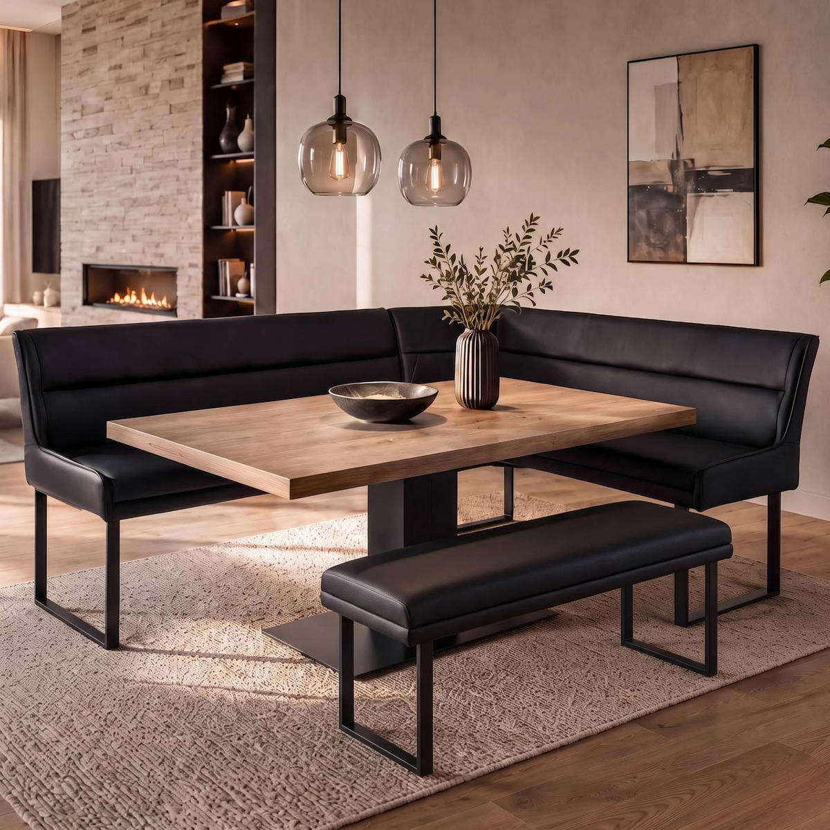 SITZBANK Schwarz - Schwarz, Kunststoff (120/50/43cm) - MCW
