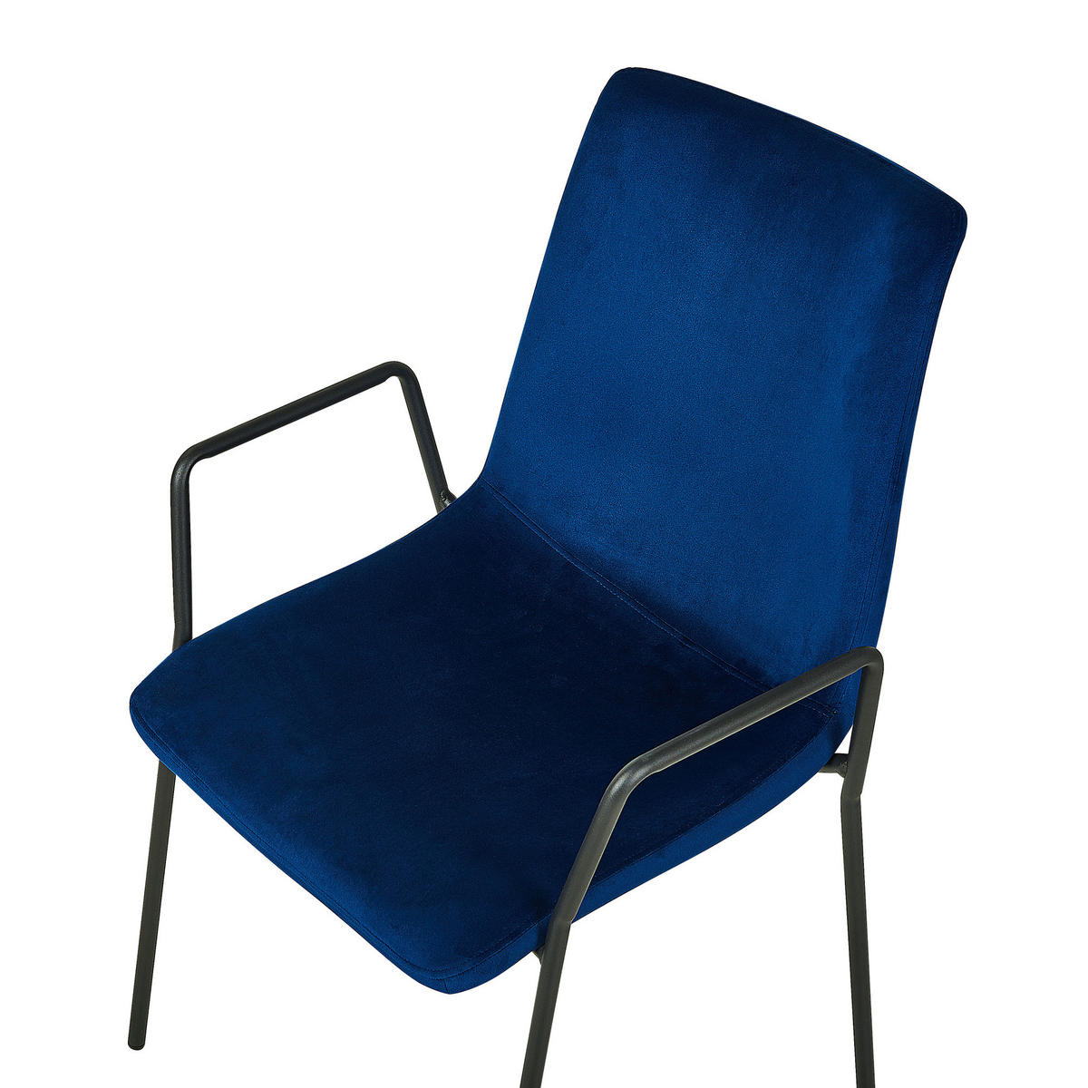 ESSZIMMERSTUHL 2er-Set Samtstoff Blau Jefferson - Blau, Textil/Metall (57/87/60cm) - Beliani
