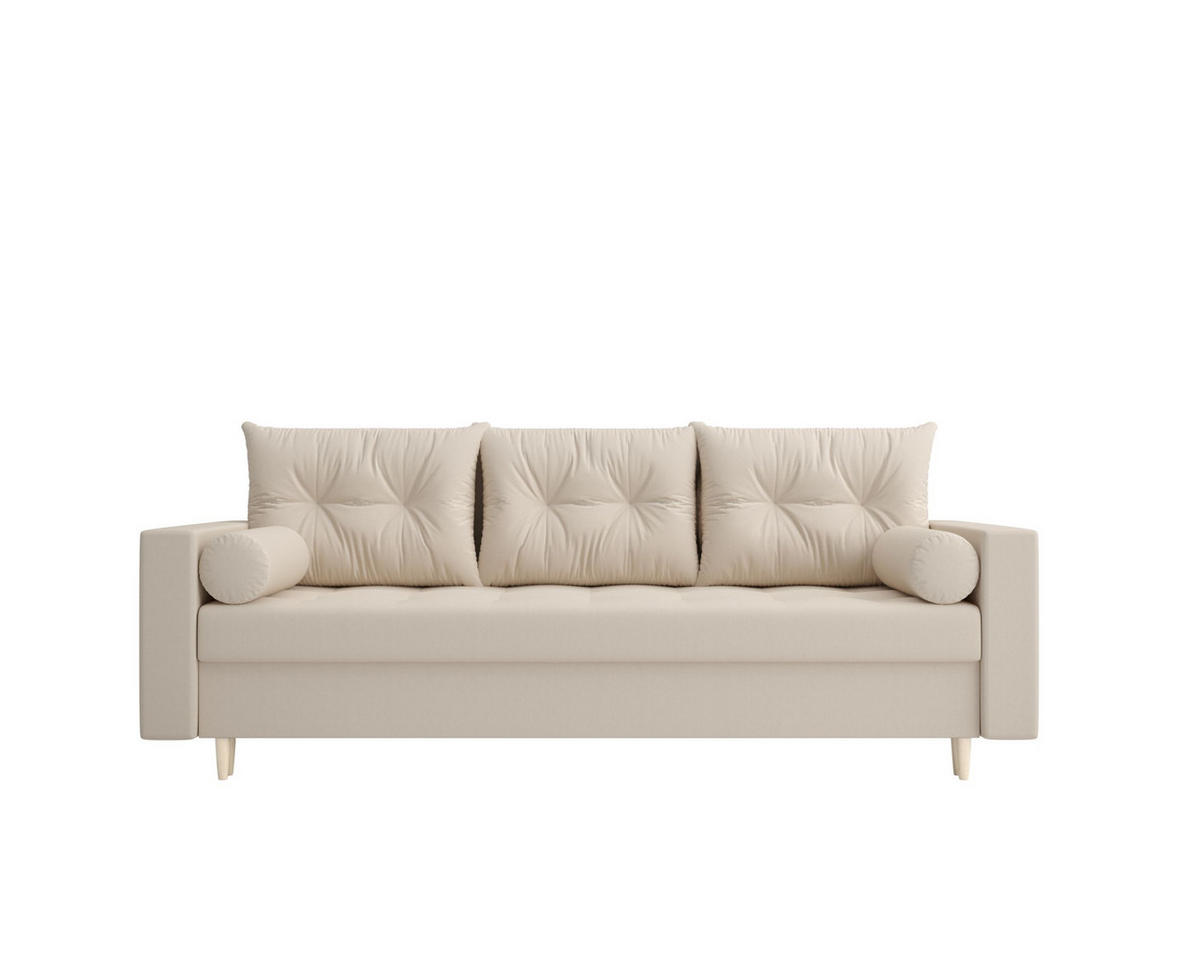 SOFA SKANDI mit Schlaffunktion COSMIC 10 mit Stauraum - Beige, Textil (90/88/232cm) - Bedante