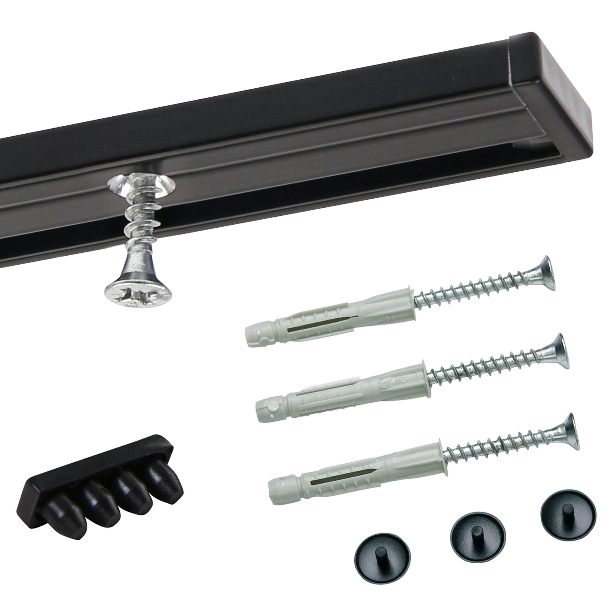 GARDINENSCHIENE auf Maß 1-lauf Deckenmontage Minimal 110cm - Schwarz, Metall (110cm) - Deco-Raum