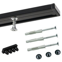GARDINENSCHIENE auf Maß 1-lauf Deckenmontage Minimal 60cm - Schwarz, Metall (60cm) - Deco-Raum