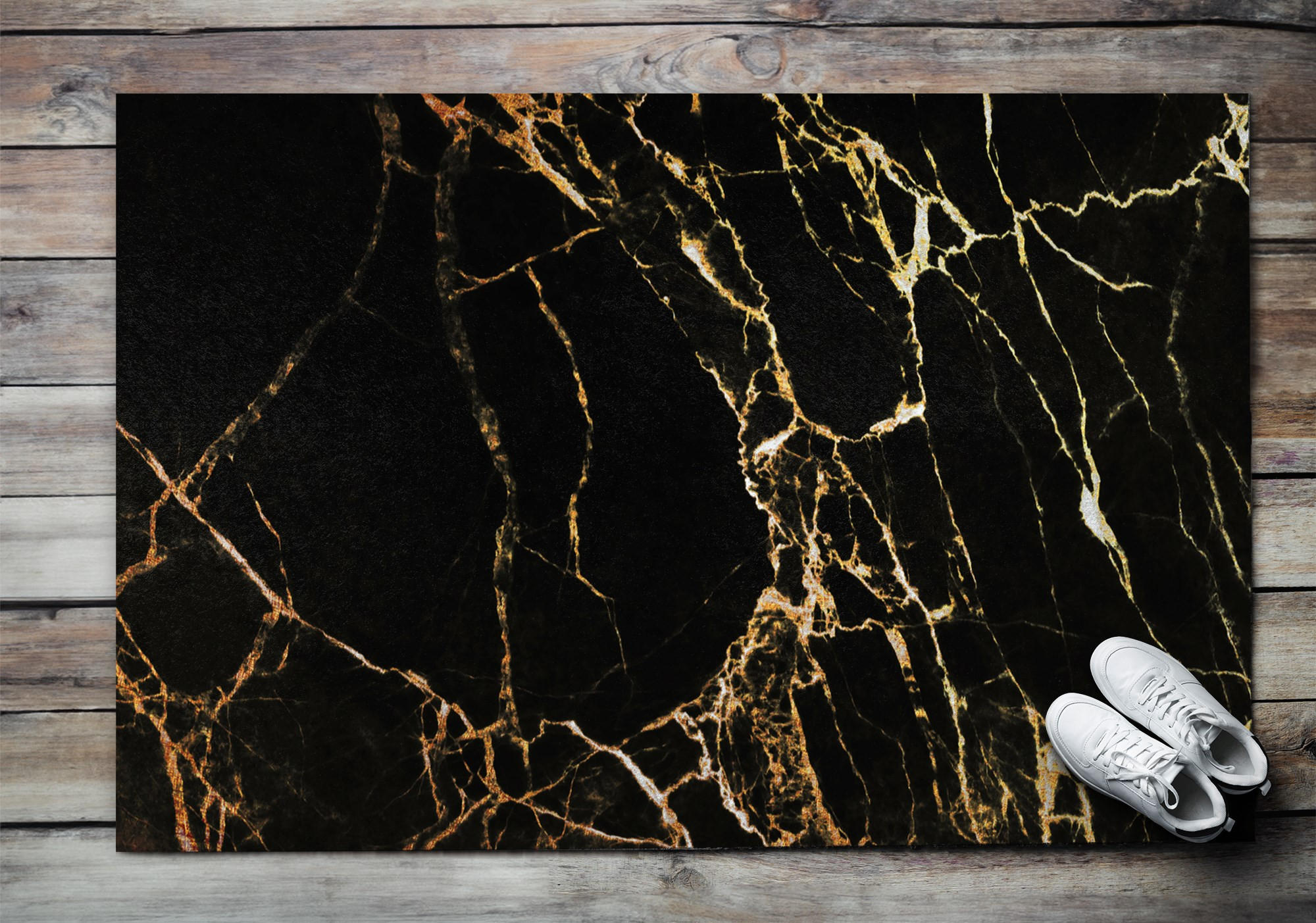 FUSSMATTE 150 x 100 cm Marmoroptik - Dunkelorange/Schwarz, Textil (150/100cm) - TULUP