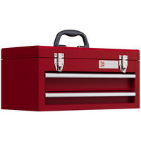 WERKZEUGKOFFER leer, 46 x 24 x 22 cm Werkzeugkasten mit 2 Schubladen Rot - Rot, Metall (24/22/46cm) - DURHAND