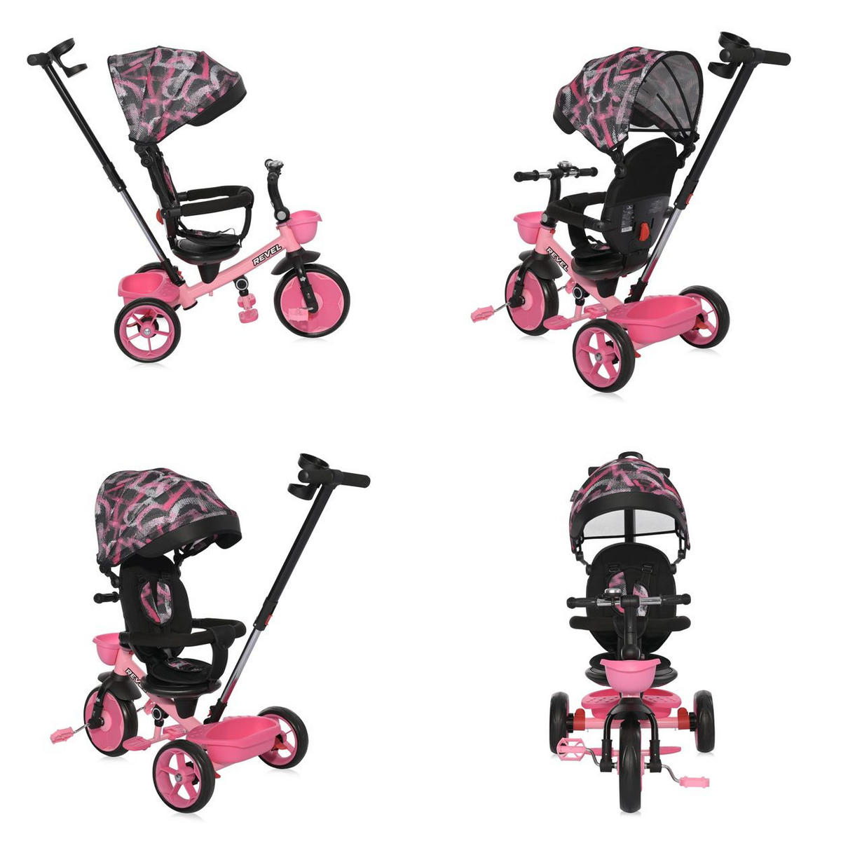 DREIRAD Revel 3 in 1 rosa Freilauf Lenkstange Becherhalter Korb - Rosa, Metall (55/54/78cm) - Lorelli