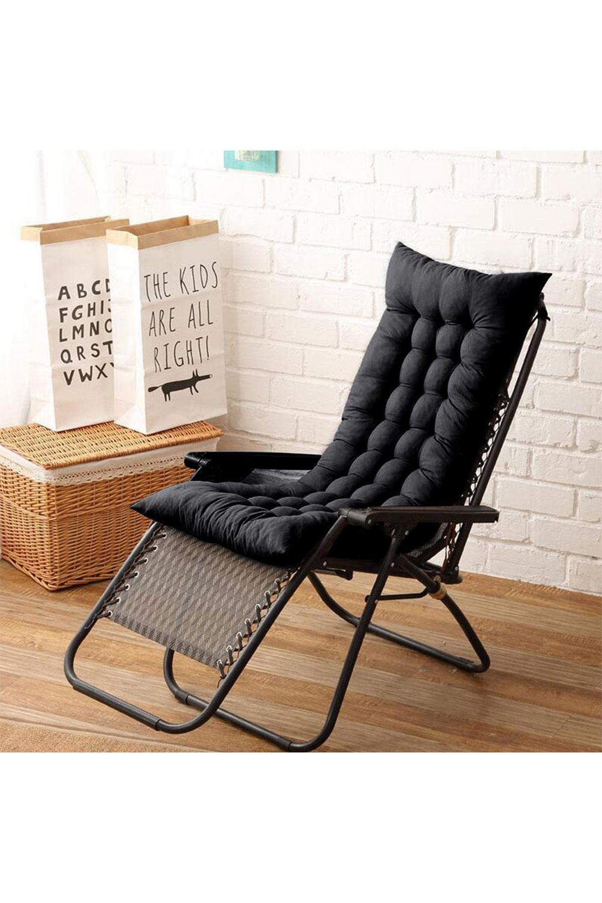 LIEGESTUHLKISSEN aus Baumwollmischung in Schwarz Dickes, weiches und bequemes für den Außenbereich - Schwarz, Textil (40/110cm) - Livingandhome
