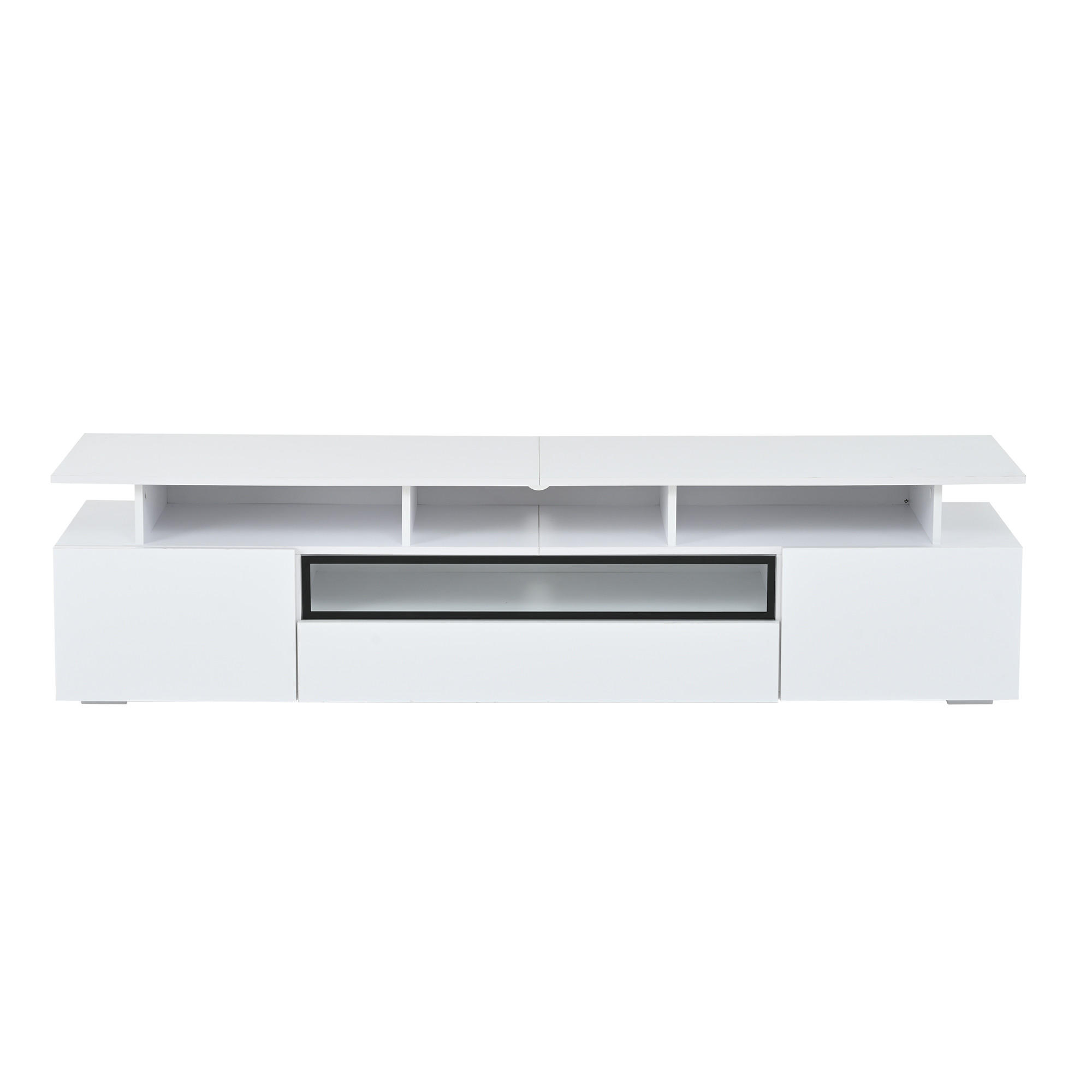 TV-SCHRANK 180/38/45 cm Weiß Hochglanz mit LED, 1 Schublade und 2 Türen - Weiß, Holzwerkstoff (180/45/38cm) - Oxeza