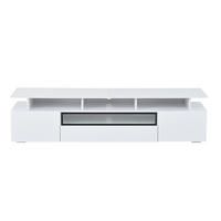 TV-SCHRANK 180/38/45 cm Weiß Hochglanz mit LED, 1 Schublade und 2 Türen - Weiß, Holzwerkstoff (180/45/38cm) - Oxeza