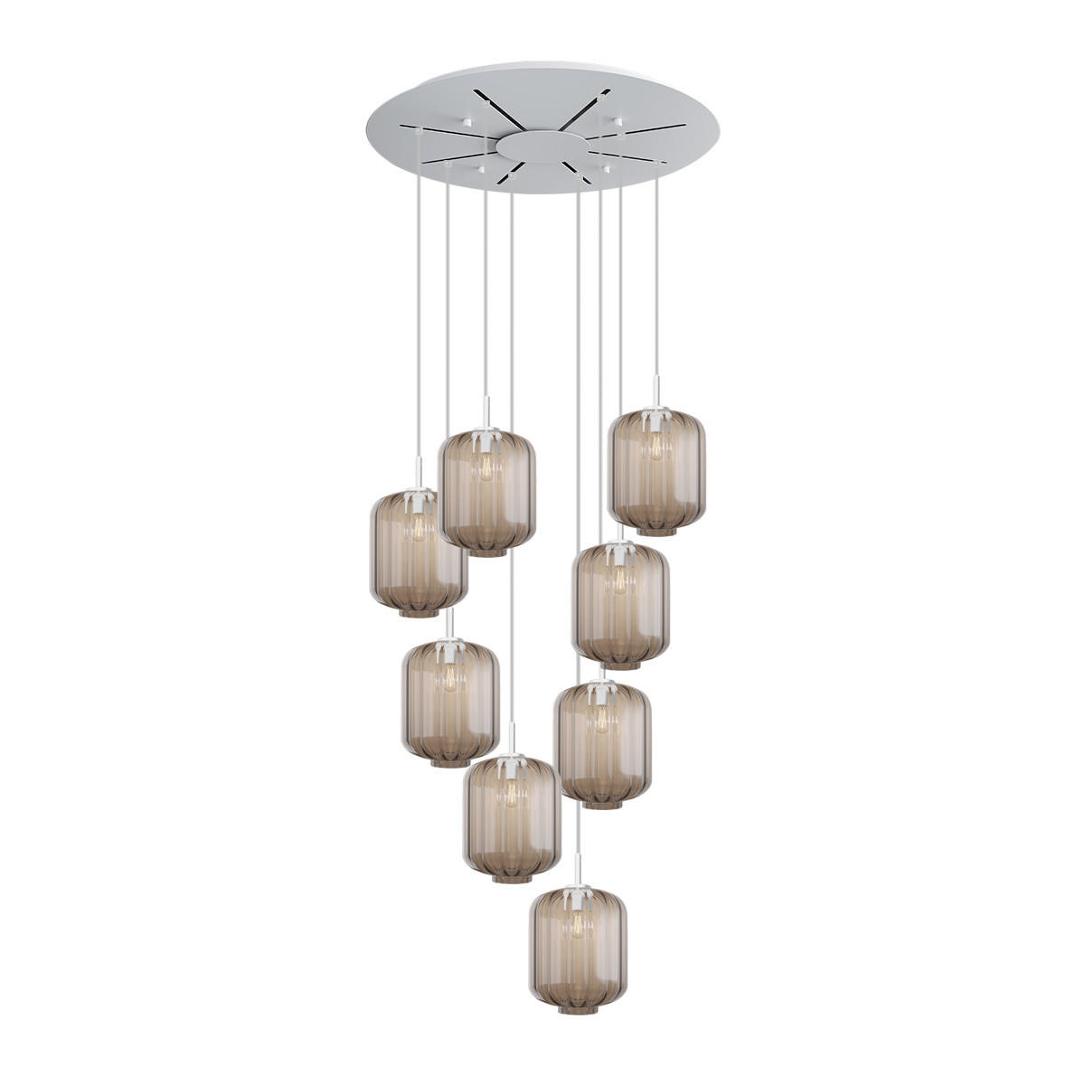 GALERIELEUCHTE Velo 8-flammig Klar Ø 25cm - Klar/Weiß, Glas (25/25/27cm) - s.luce