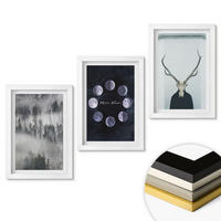 WANDBILDER 3er-Set - 20x30 cm Weißer Rahmen - Waldlandschaft, Nebel, Mond, Hirschschädel - Weiß, Kunststoff (20/30cm) - ArtPrintCave