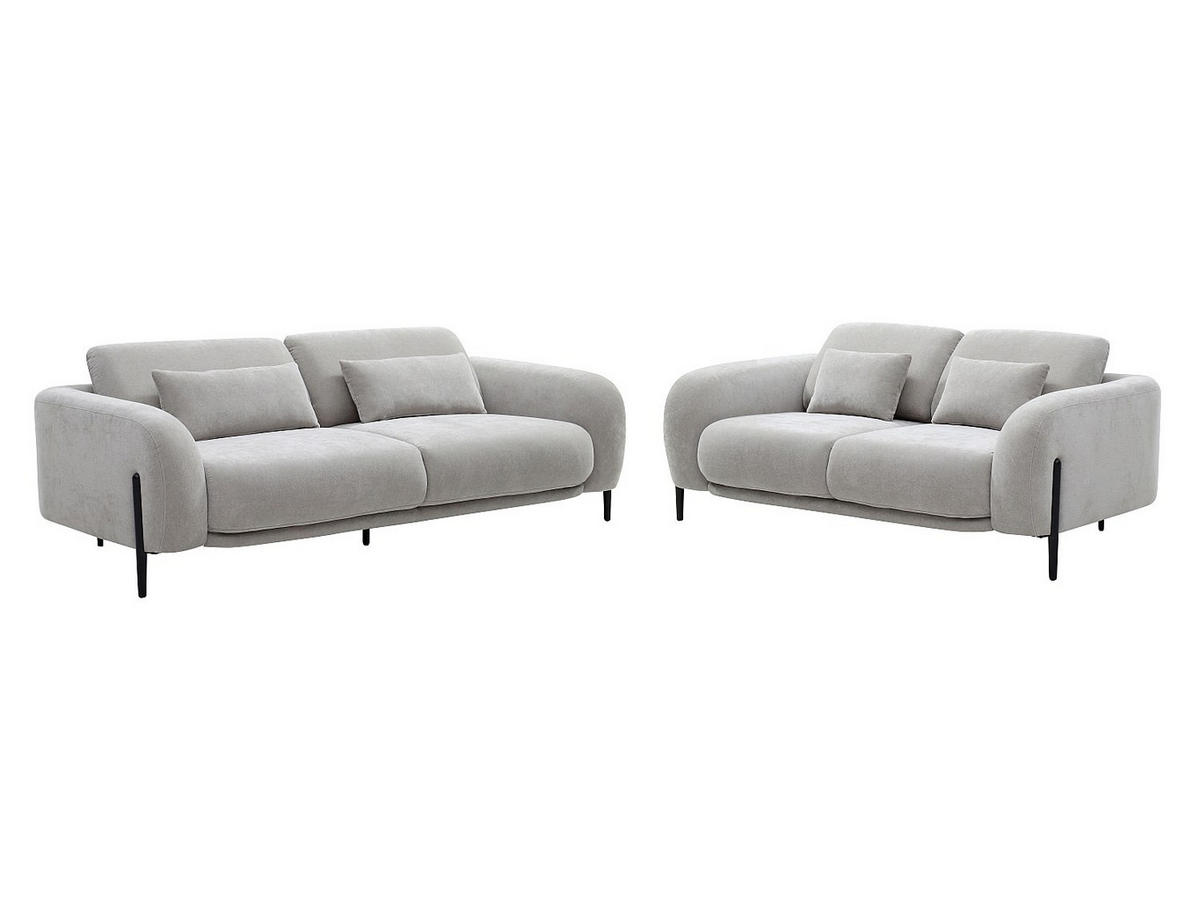 COUCHGARNITUR - 5 Personen - stoff - hellgrau Aravio - Hellgrau, Textil (170/100/102cm) - Vente-Unique