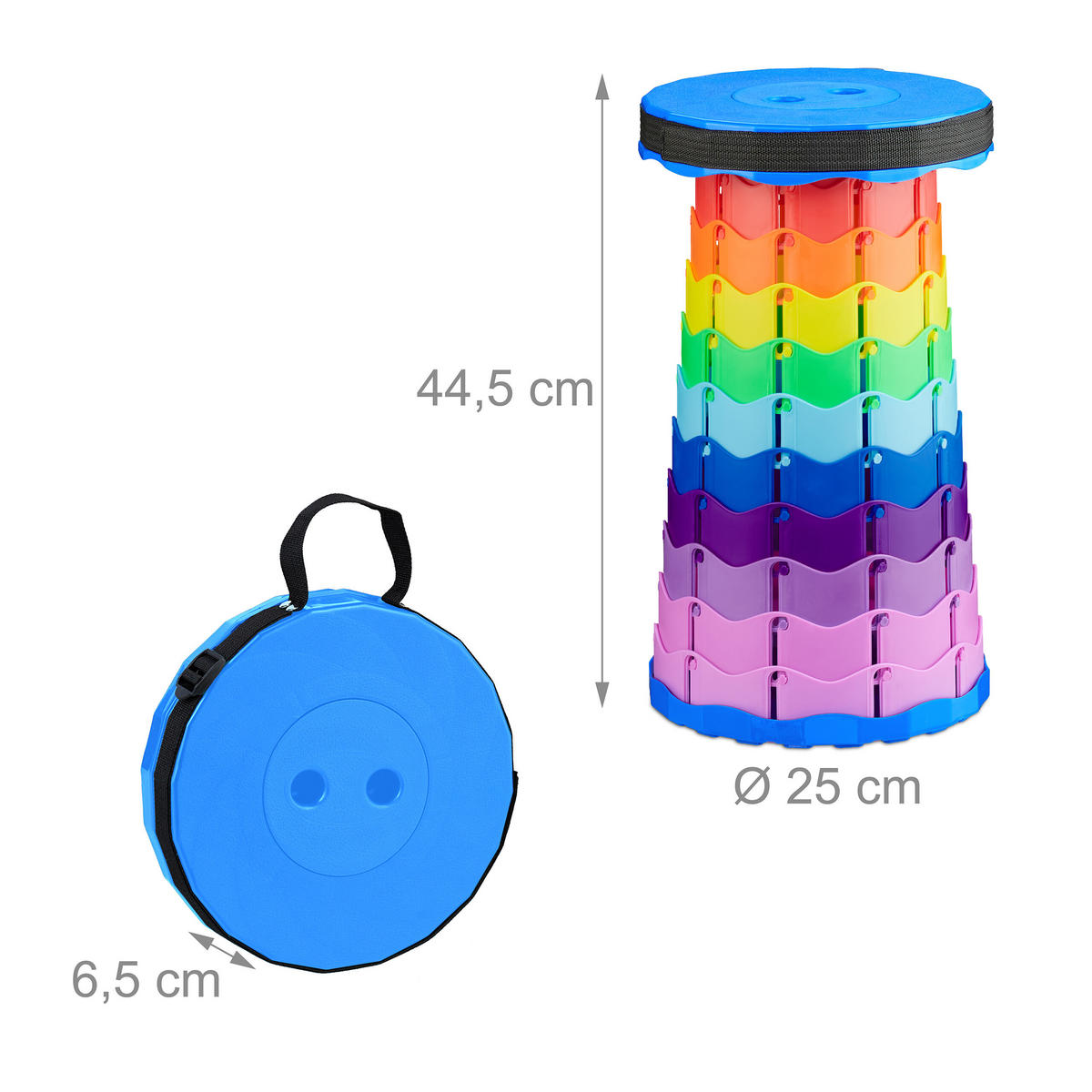 TELESKOPHOCKER - Multicolor, Kunststoff (25/44.5/25cm) - Relaxdays