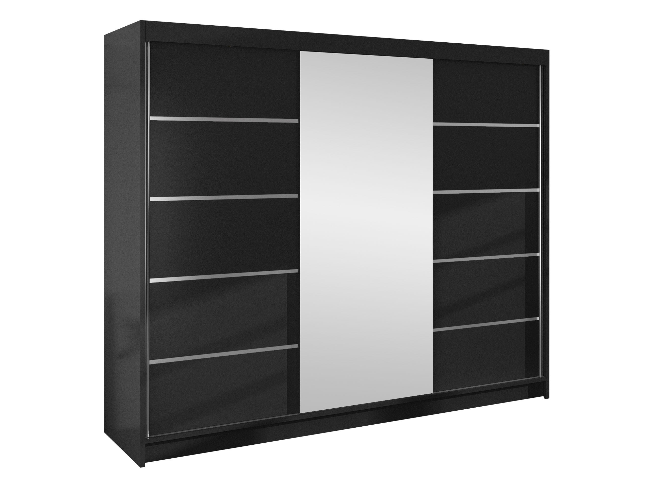 SCHWEBETÜRENSCHRANK Derby VI - Schwarz, Holzwerkstoff/Metall (200/215/58cm) - MIRJAN24