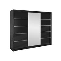 SCHWEBETÜRENSCHRANK Derby VI - Schwarz, Holzwerkstoff/Metall (200/215/58cm) - MIRJAN24