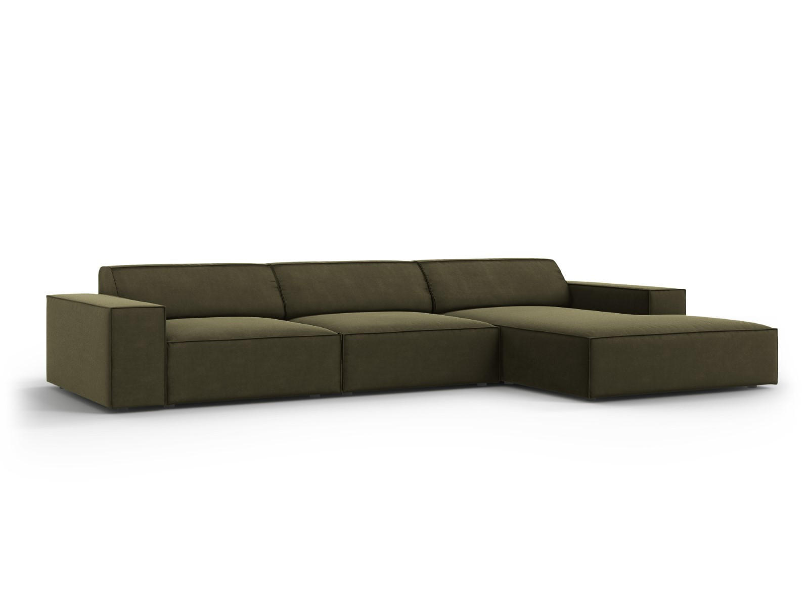 ECKSOFA rechts Jodie aus Samt grün 4 Sitzplätze - Grün, Textil (166/284cm) - Micadoni