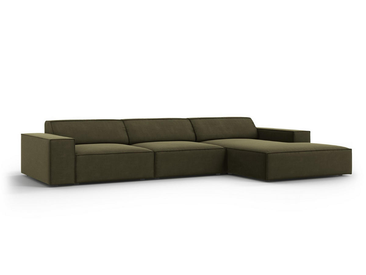 ECKSOFA rechts Jodie aus Samt grün 4 Sitzplätze - Grün, Textil (166/284cm) - Micadoni