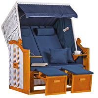 STRANDKORB Ostsee 2-Sitzer PE weiß - Blau/Braun, Metall (120/160/80cm) - Mr. Deko
