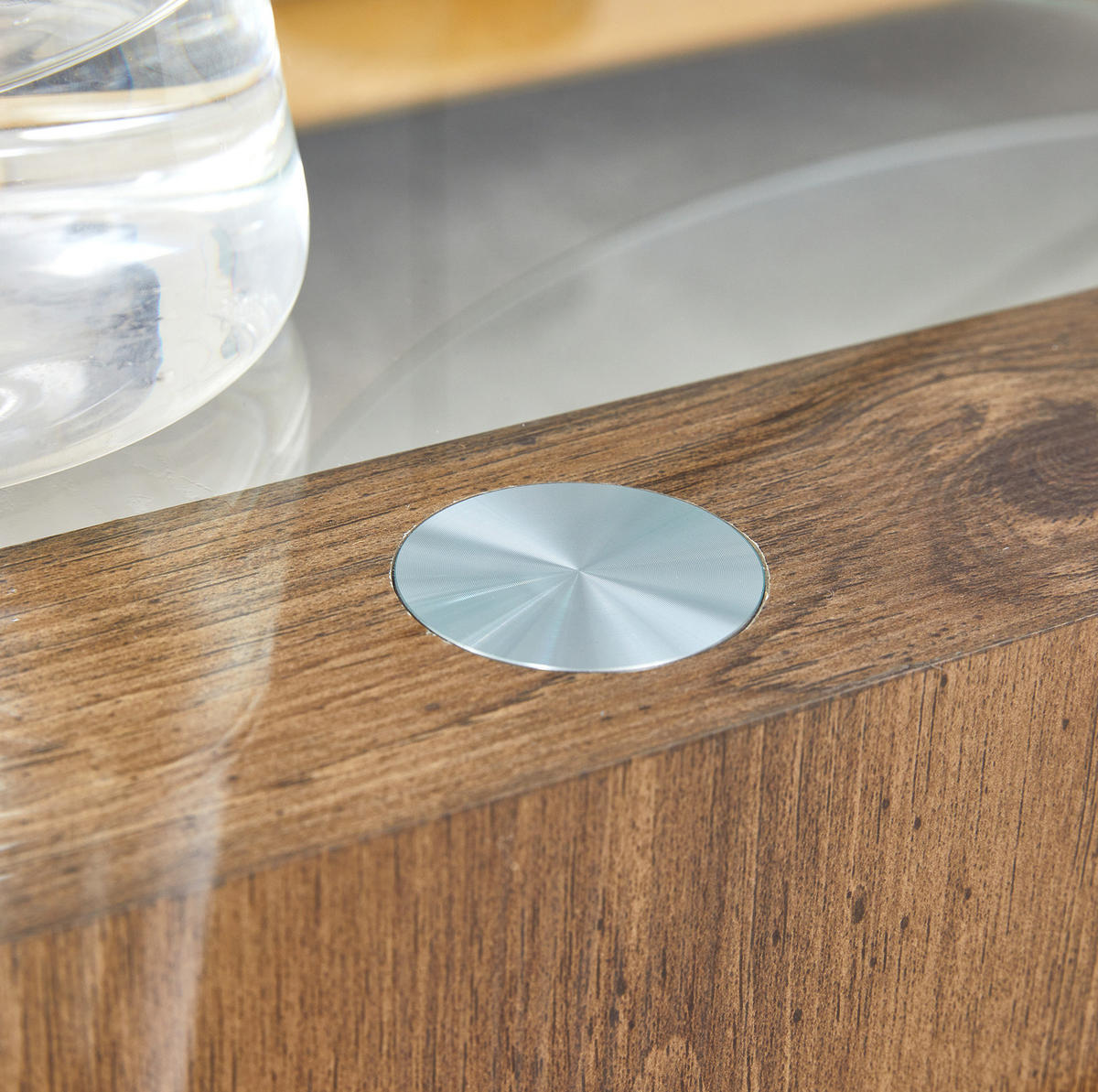 COUCHTISCH aus MDF und Glas 89x89x43 cm Transparent/Holz mit mehrstufigen Ablageflächen - Naturfarben, Glas (89.9/89.9/43.2cm) - IVMEU