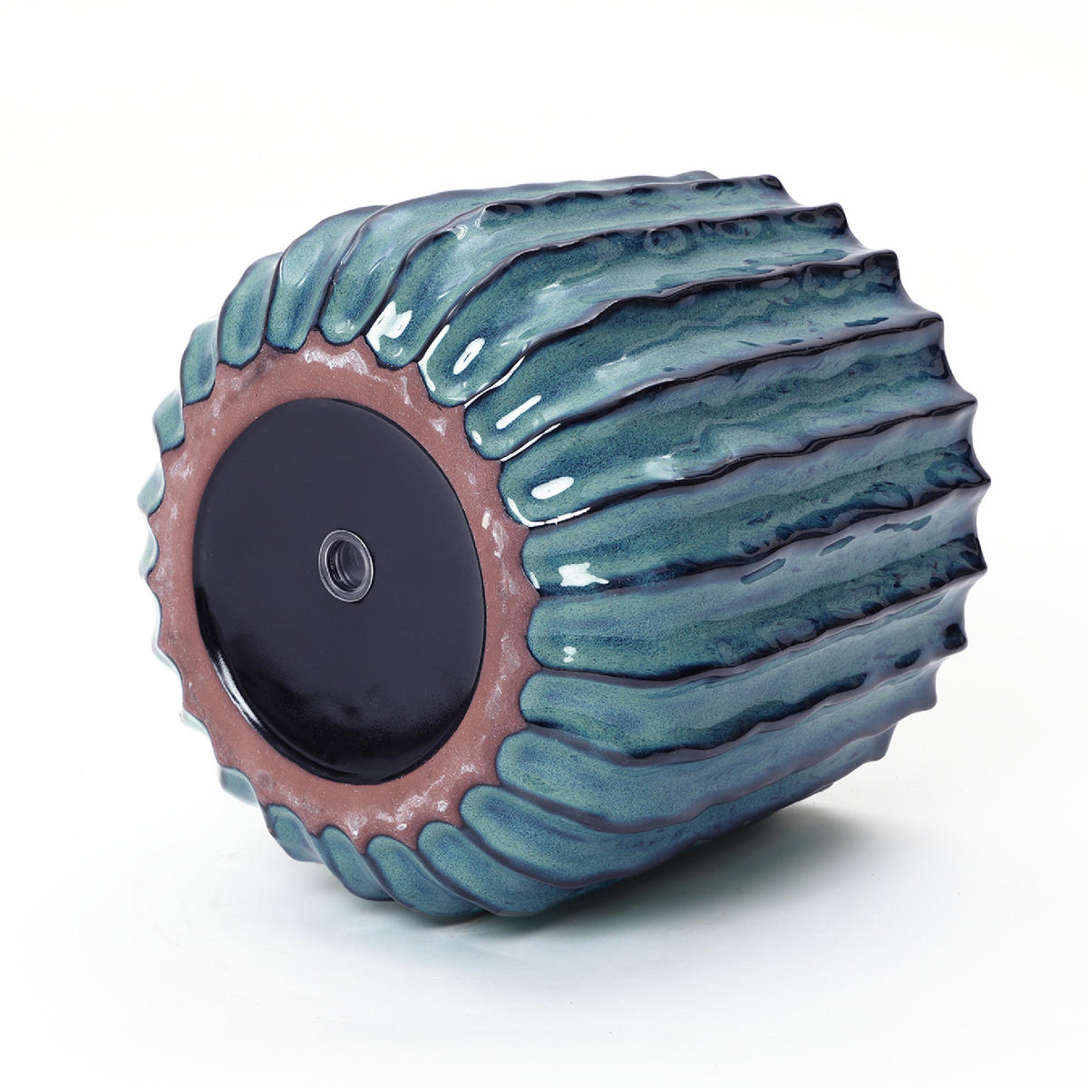 BLAUER Keramik-Blumentopf, Durchmesser 21 cm, Höhe 21,5 cm - Blau, Keramik (21cm) - Hometopia