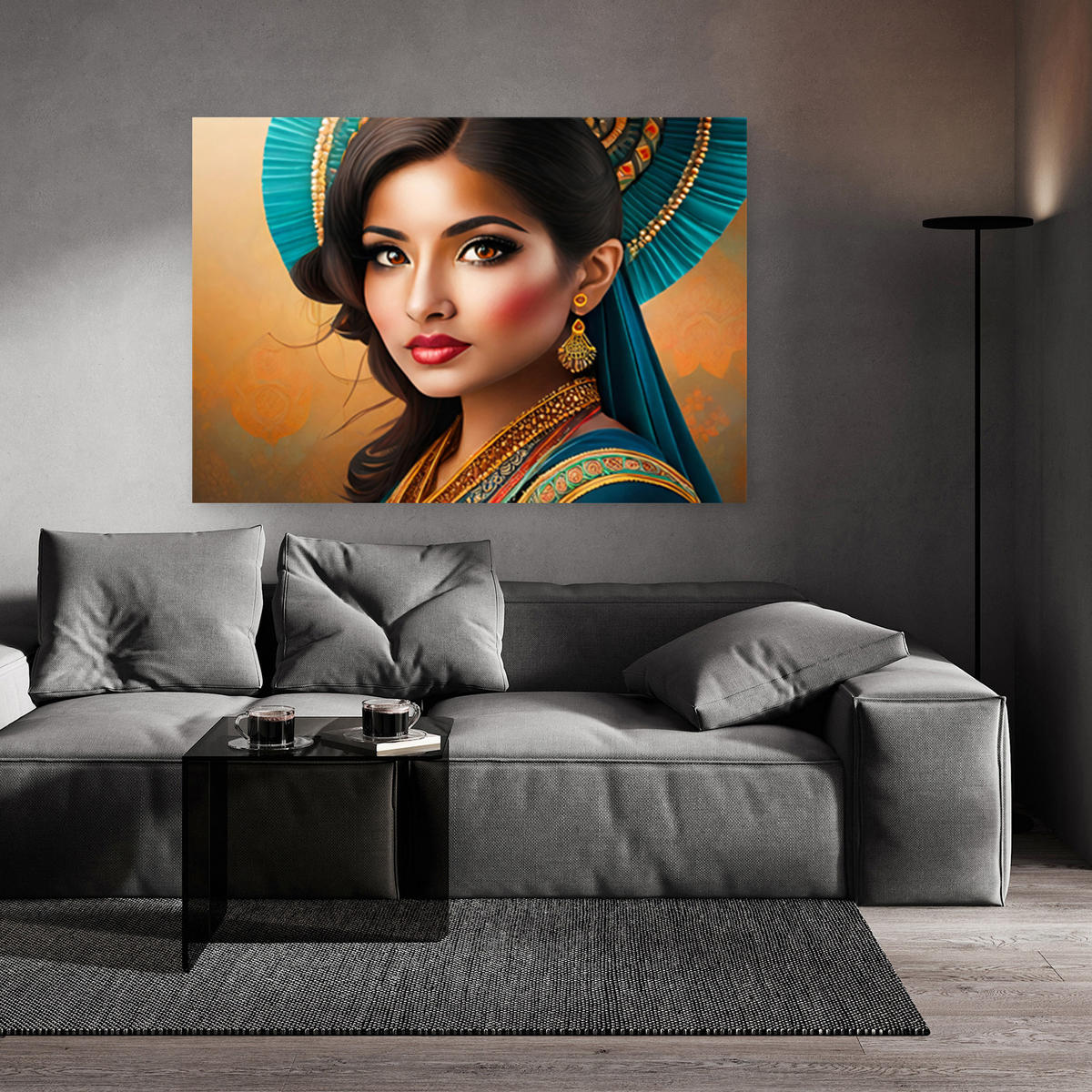 WANDBILD orientalisches porträt frau - Beige, Textil (60/40cm) - Feeby