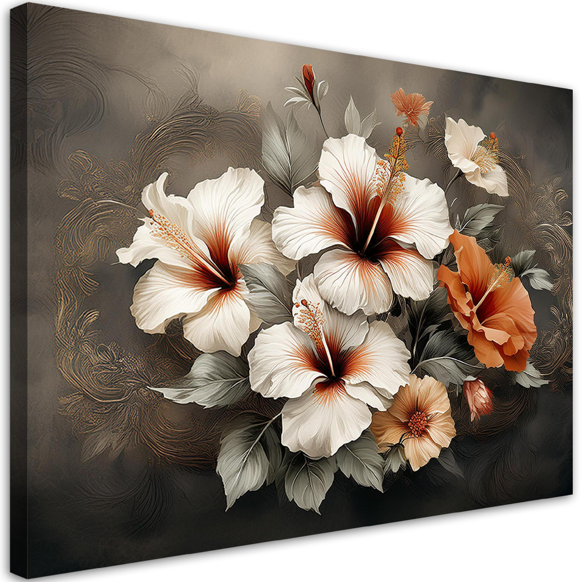 WANDBILD 3d abstrakte blume - Grau, Textil (60/40cm) - Feeby