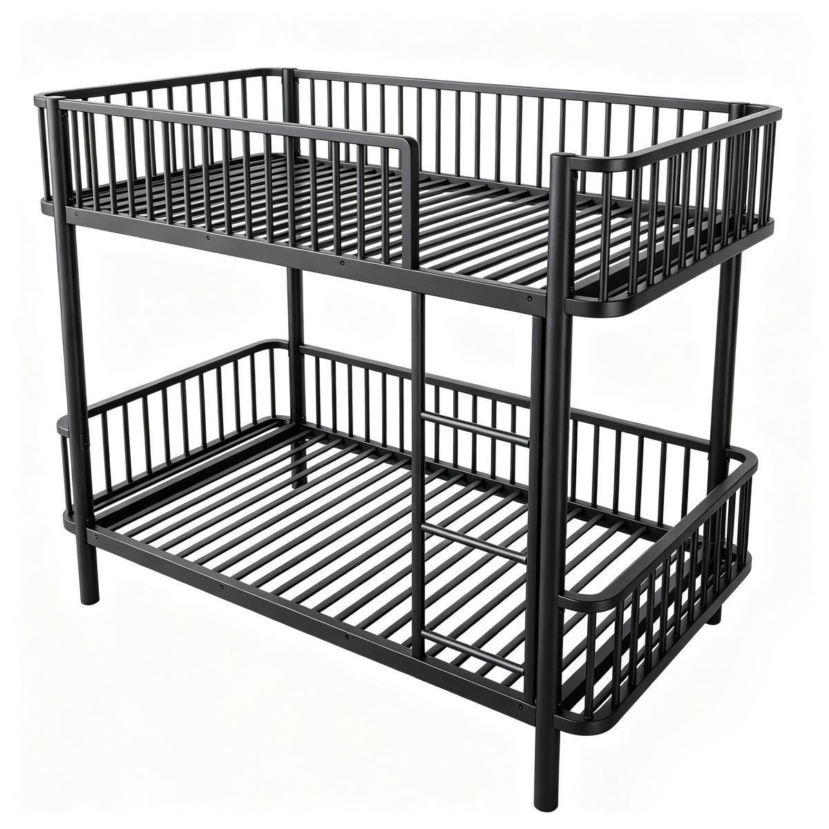METALL-ETAGENBETT 90*200 mit Schutzgitter, Schwarz - Schwarz, Metall (90/200cm) - FLIEKS