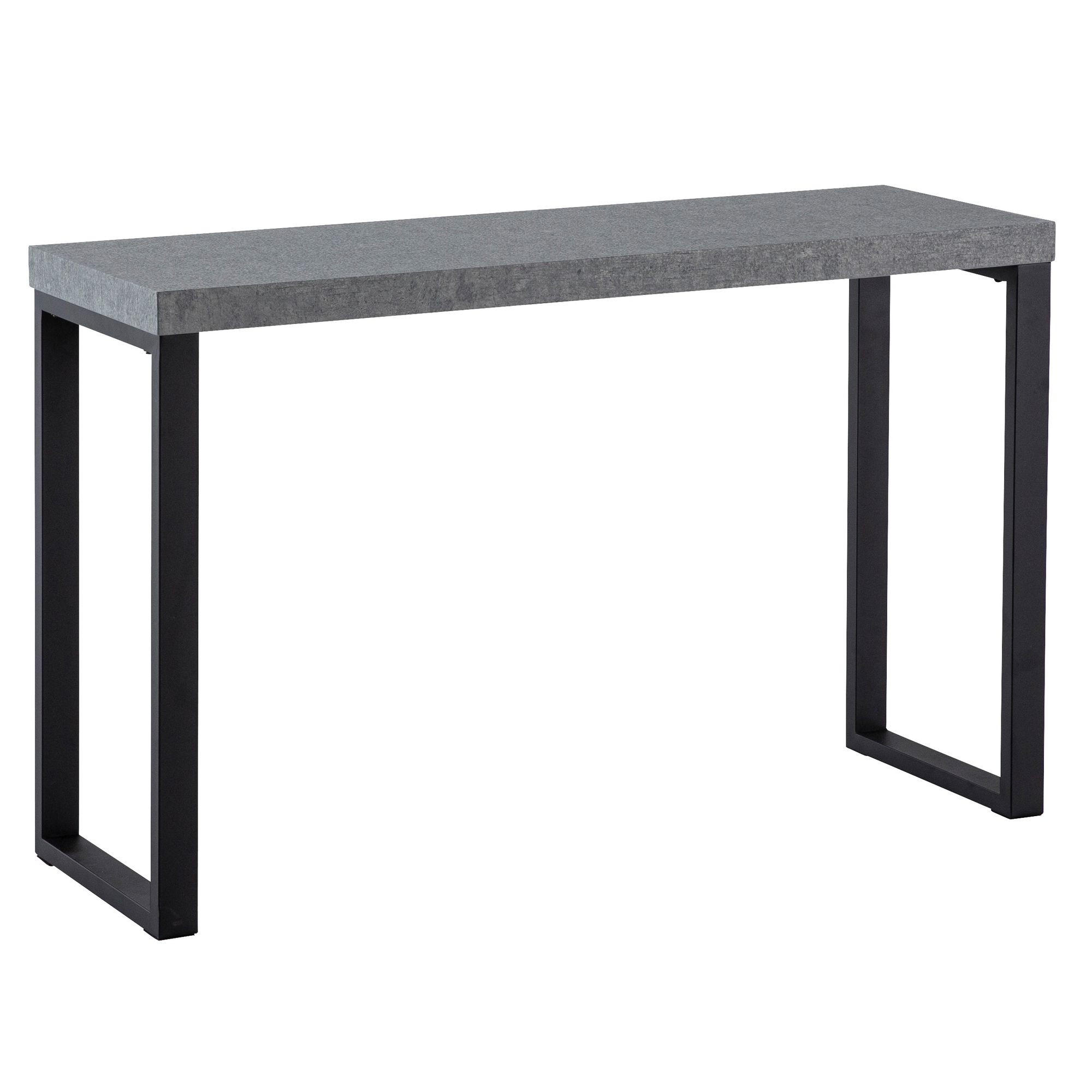 KONSOLENTISCH – Betonoptik/Schwarz, 120x40x76 cm, mit Metallbeinen, schmal - Schwarz/Grau, Holzwerkstoff/Metall (40/120/76cm) - KADIMA DESIGN