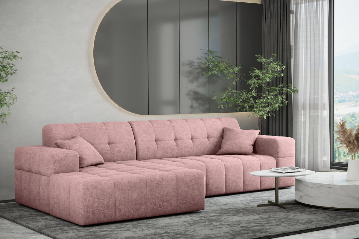 ECKSOFA NIMES Stoff Perfect Harmony Rosa Links - Rosa, Holz/Kunststoff (168/265cm) - Kaiser Möbel