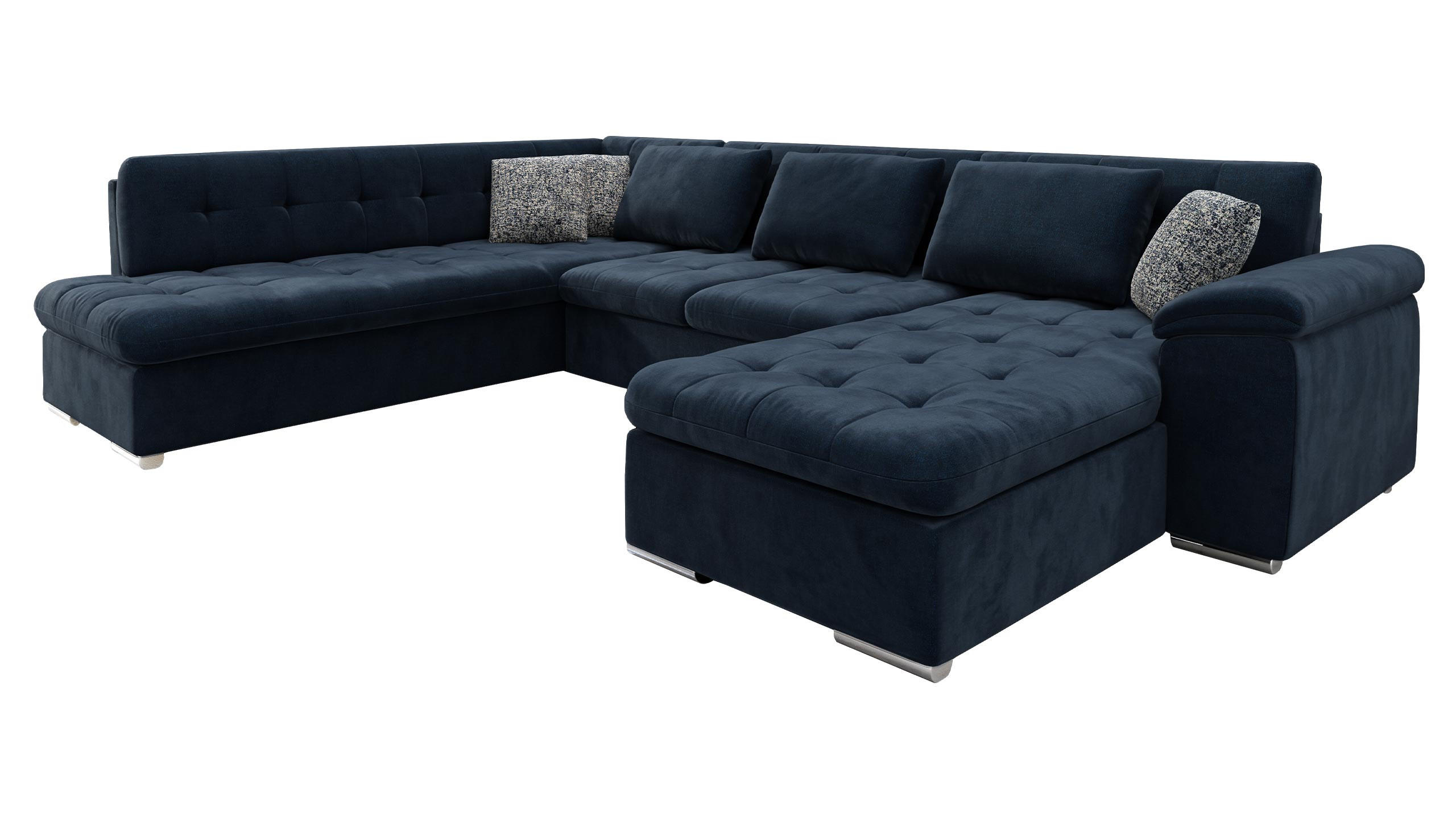 WOHNLANDSCHAFT Niko Bis Premium, Seite: Rechts - Dunkelblau/Grau, Holz/Textil (348/76/205cm) - MIRJAN24