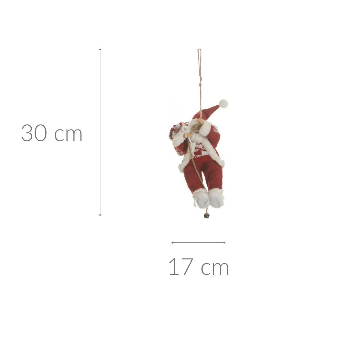 WEIHNACHTSMANN am Seil 17/14/30 cm - Rot, Textil (14/30/17cm) - Atmosphera Createur d´interieur