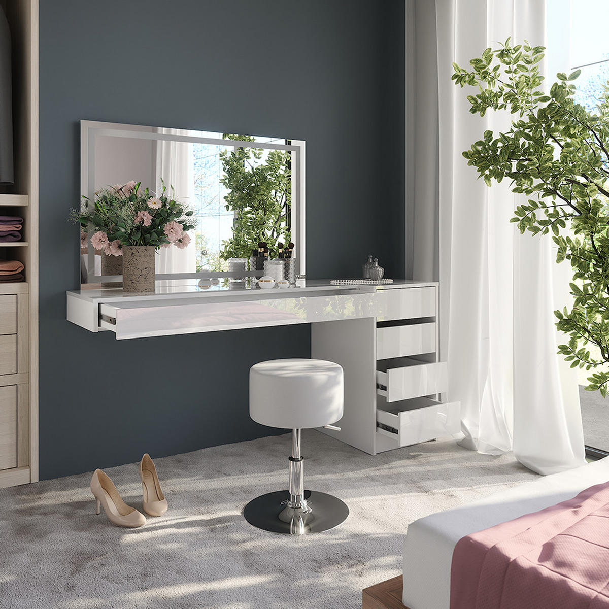 TOALETNÍ STOLEK Sherry Bílá - bílá, kompozitní dřevo (120/12/40.1cm) - Vicco