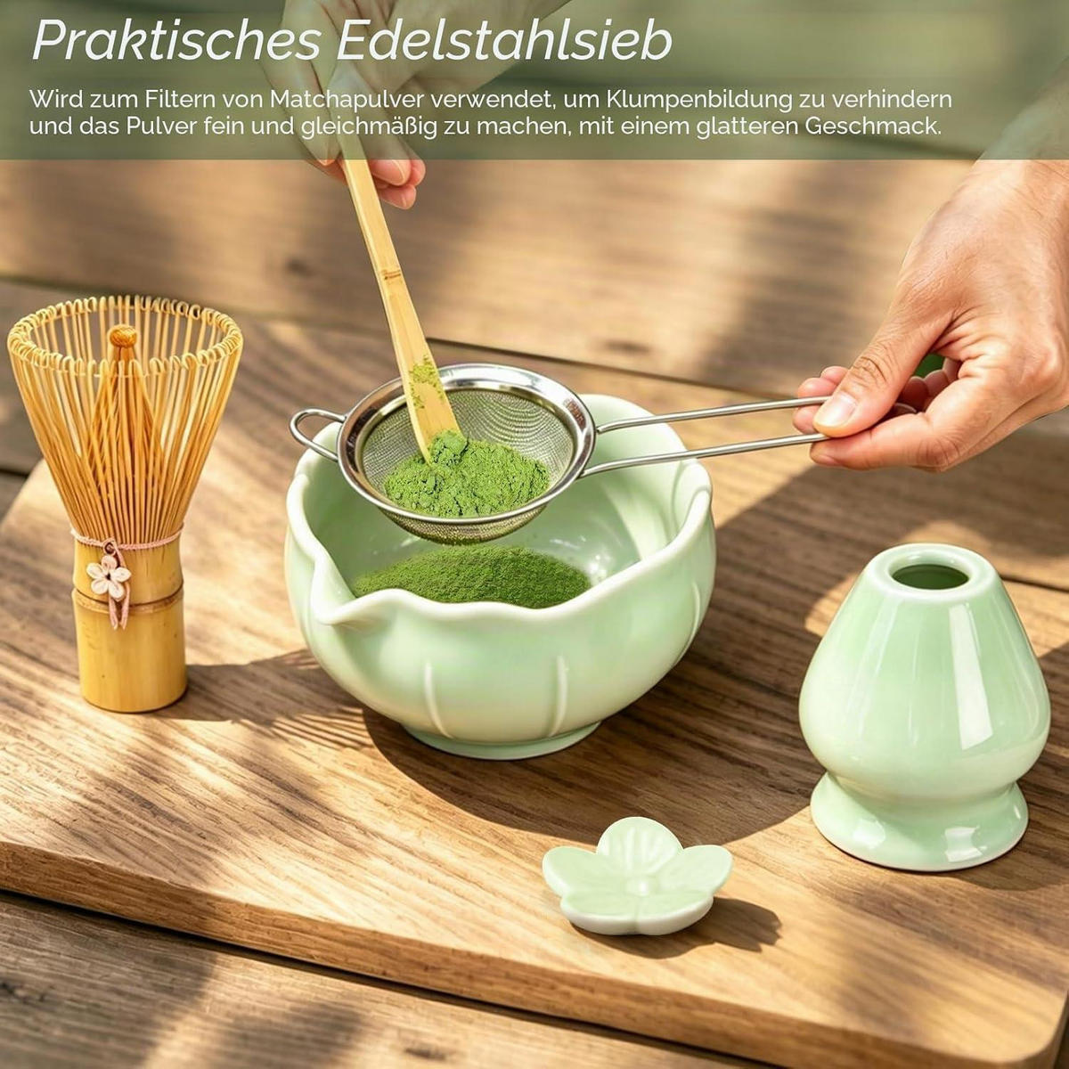 MATCHA Besen Set 6-teiliges Set Grün - Grün, Keramik (13.5/19.4/13.5cm)