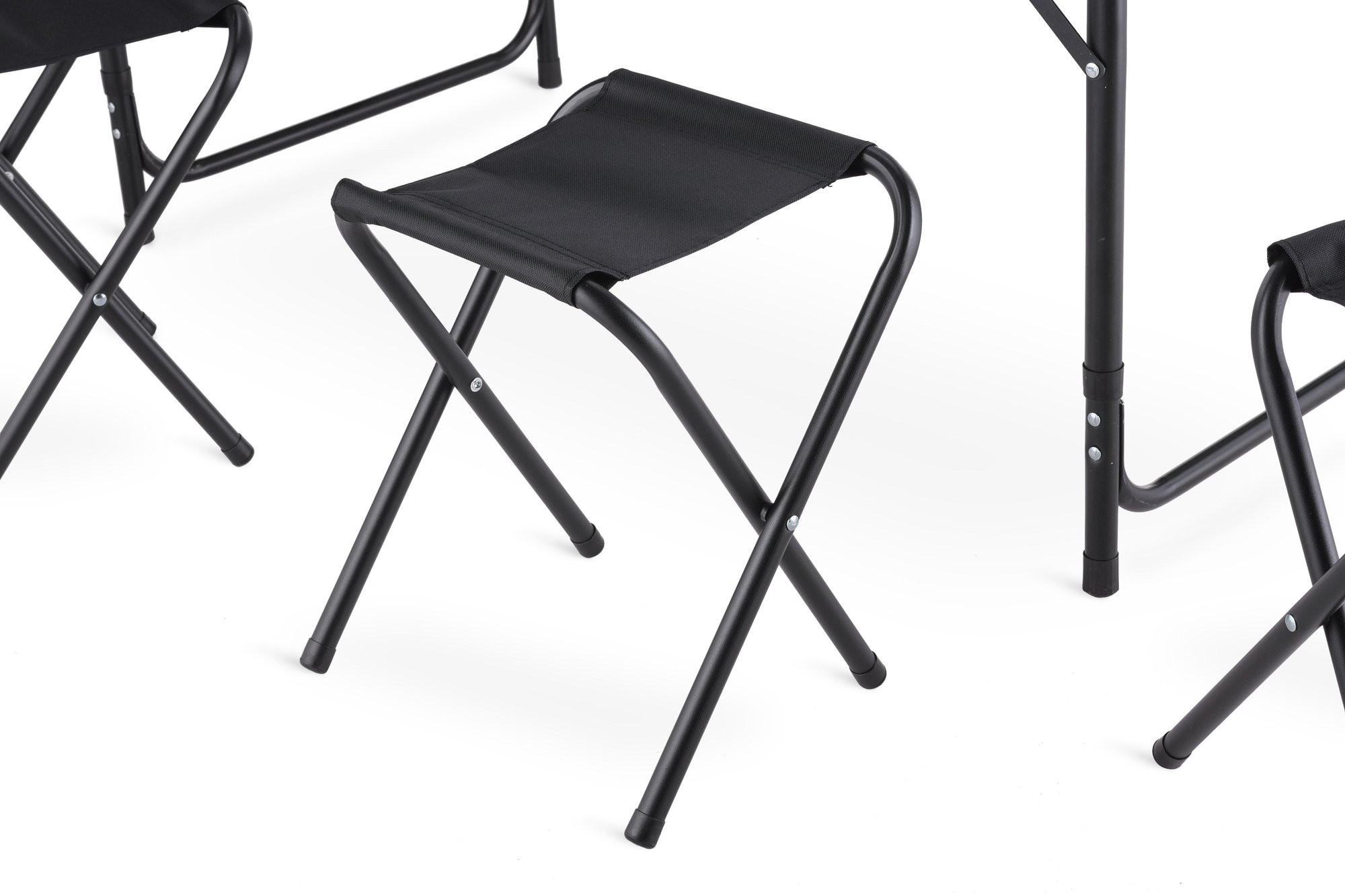 GARTENSET Tisch und 4 Stühlen, 120/60 cm, Höhenverstellbar - Schwarz, Metall - Outtec