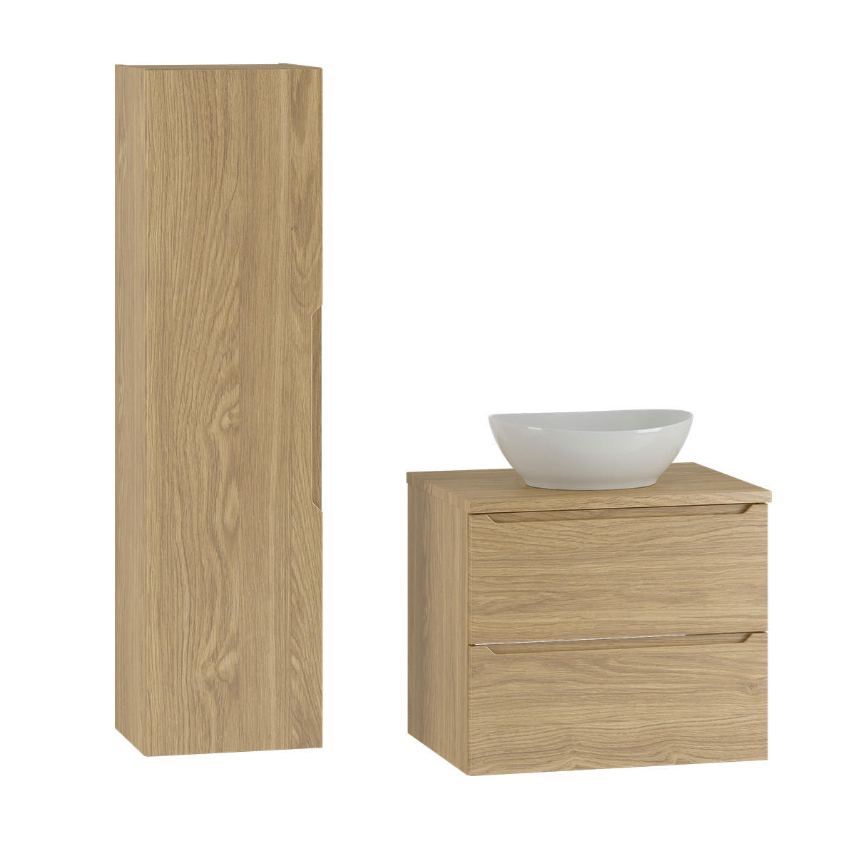 BADMÖBEL 60.6cm Viggo 2er-Set Holz - Braun, Holzwerkstoff (60.6/52.2/46.5cm) - Petits-meubles