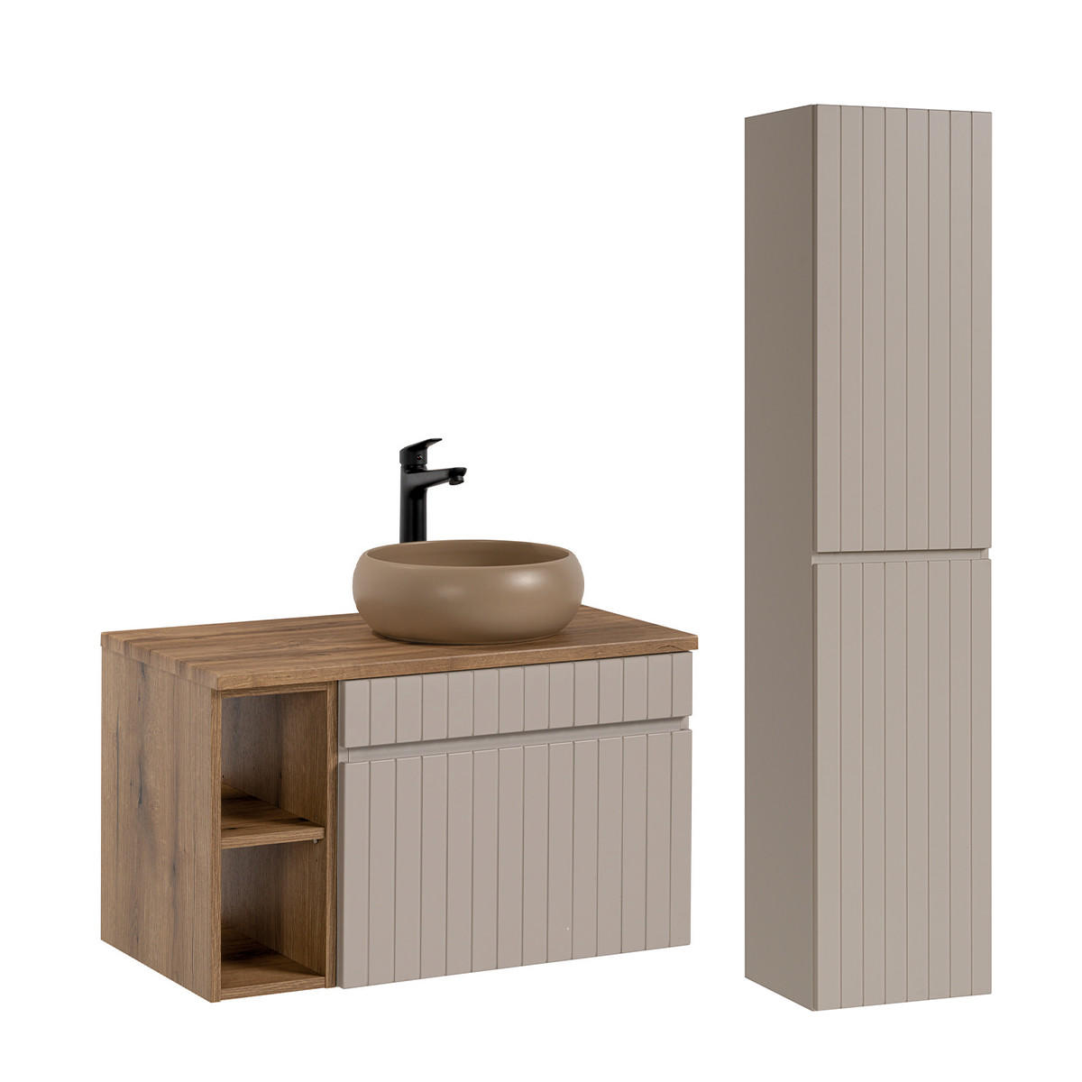 KOUPELNOVÝ NÁBYTEK 80.4cm Zelie 2er-Set Kašmír - béžová, kompozitní dřevo (80.4/48/46cm) - Petits-meubles