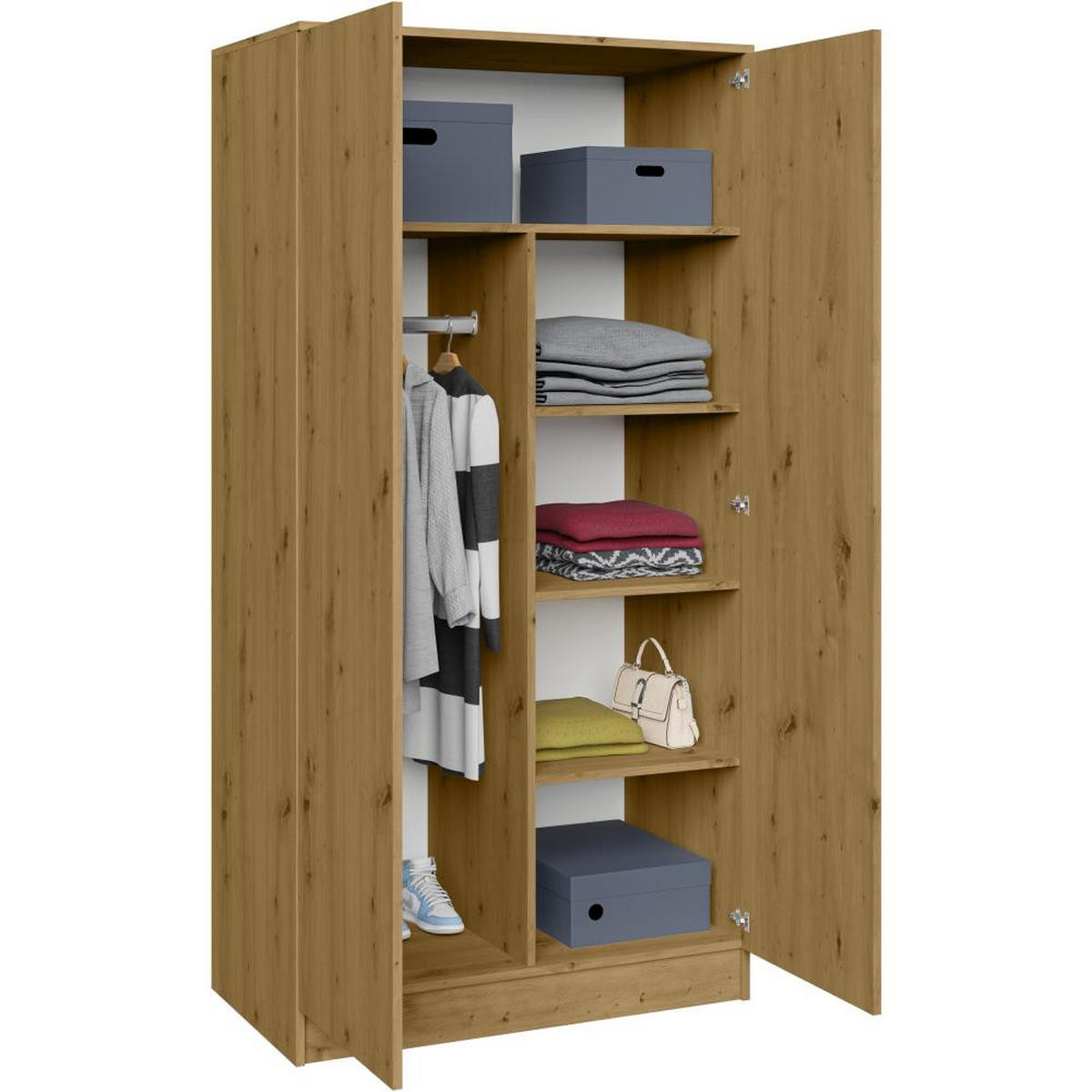 DREHTÜRENSCHRANK Look 90/180/50 cm 2-türig eiche artisan - Eiche Artisan, Holzwerkstoff (90/180/50cm) - Beautysofa